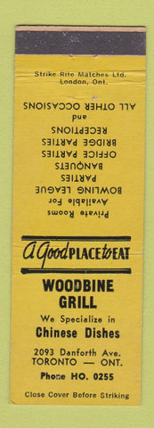 Matchbook Cover - Woodbine Grill Toronto ON Chinese YELLOW