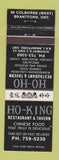 Matchbook Cover - Ho Ho Restaurant Chinese Brantford ON