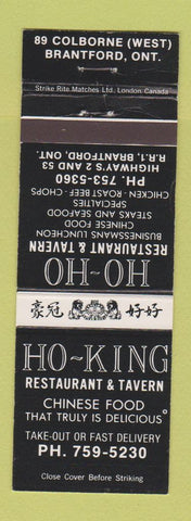 Matchbook Cover - Ho Ho Restaurant Chinese Brantford ON