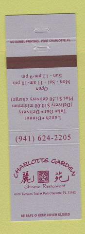 Matchbook Cover - Charlotte Garden Chinese Restaurant Port Charlotte FL