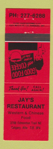 Matchbook Cover - Jay's Restaurant Chinese Calgary AB