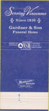 Matchbook Cover - Gardner  and  Son Funeral Home Vincennes IN 30 Strike