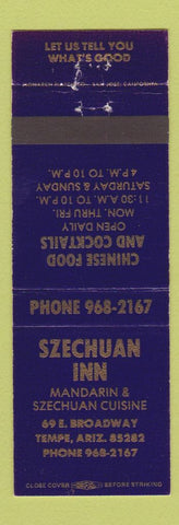 Matchbook Cover - Szechuan Inn Chinese Tempe AZ