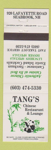 Matchbook Cover - Tang's Chinese Restaurant Seabrook NH Panda