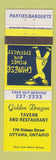 Matchbook Cover - Golden Dragon Chinese Restaurant Ottawa ON