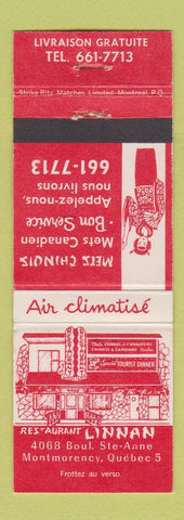 Matchbook Cover - Restaurant Linnan Chinese Montmorency QC WEAR