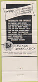 Matchbook Cover - 1st Savings Association Corpus Christi TX 30 Strike