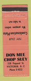 Matchbook Cover - Don Mee Chop Suey Chinese Victoria BC