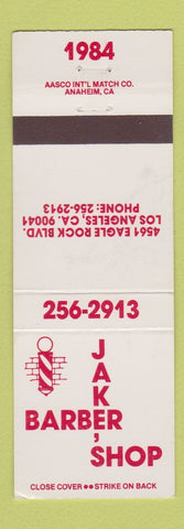 Matchbook Cover - Jake's Barber Shop Los Angeles CA 1984