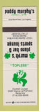 Matchbook Cover - Paddy Murphy's Strip Club Santa Ana CA Garden Grove girlie