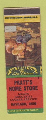 Matchbook Cover - Pratt's Home Store grocery Haviland OH