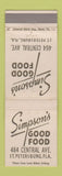 Matchbook Cover - Simpson's Restaurant St Petersburg FL WEAR