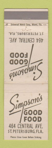 Matchbook Cover - Simpson's Restaurant St Petersburg FL WEAR