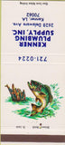 Matchbook Cover - Kenner Plumbing Supply Kenner LA 30 Strike