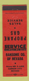 Matchbook Cover - Ransome Propane Gas Carson City NV