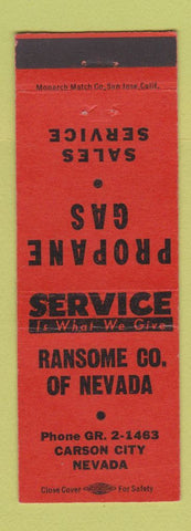 Matchbook Cover - Ransome Propane Gas Carson City NV