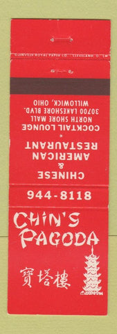 Matchbook Cover - Chin's Pagoda Chinese Restaurant Willowick OH