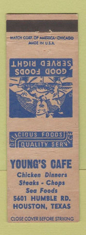 Matchbook Cover - Young's Cafe Houston TX