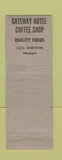 Matchbook Cover - Gateway Hotel El Paso TX Gateway Cigar Store