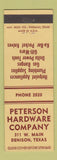 Matchbook Cover - Peterson Hardware Company Denison TX