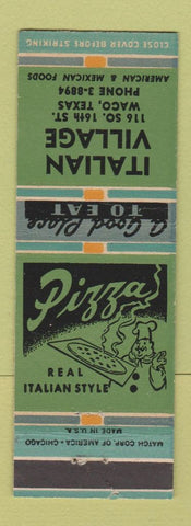 Matchbook Cover - Italian Village Pizza Waco TX