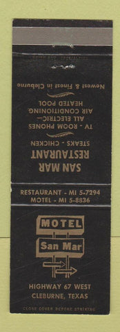 Matchbook Cover - San Mar Motel Restaurant Bleburne TX