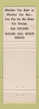 Matchbook Cover - Walker Real Estate Palestine TX