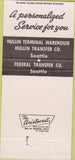Matchbook Cover - Hullin Transfer Trucking Seattle WA 30 Strike