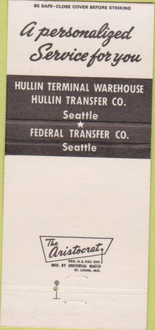 Matchbook Cover - Hullin Transfer Trucking Seattle WA 30 Strike