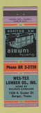 Matchbook Cover - Wes Tex Lumber Borger TX