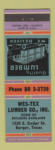 Matchbook Cover - Wes Tex Lumber Borger TX