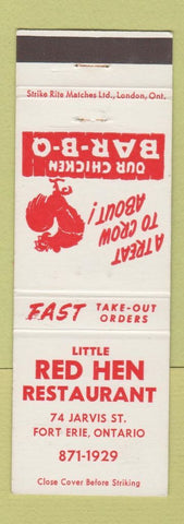 Matchbook Cover - Red Hen Restaurant BBQ Fort Erie ON