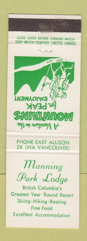 Matchbook Cover - Manning Park Lodge East Allison BC
