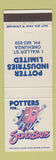 Matchbook Cover - Potters Industries Super Batts Onehunga New Zealand