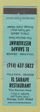 Matchbook Cover - El Sarape Restaurant Mexican Orange CA