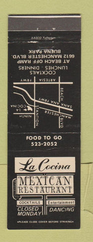 Matchbook Cover - La Cocina Mexican Restaurant Buena Park CA