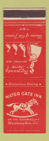 Matchbook Cover - Water Gate Inn Washington DC Normandy Farm Potomac MD