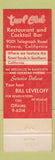 Matchbook Cover - Turf Club Restaurant Rivera CA