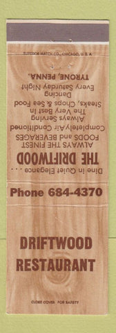 Matchbook Cover - Driftwood Restaurant Tyrone PA