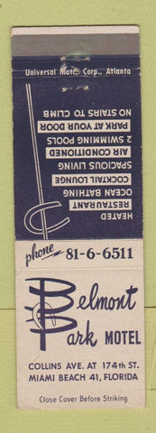 Matchbook Cover - Belmont Park Motel Miami Beach FL