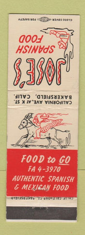 Matchbook Cover - Jose's Spanish Restaurant Bakersfield CA