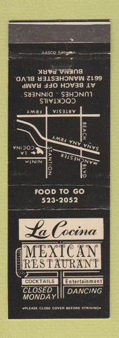 Matchbook Cover - La Cocina Mexican Restaurant Buena Park CA