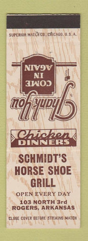 Matchbook Cover - Schmidt's Horse Shoe Grill Rogers AR