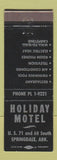 Matchbook Cover - Holiday Motel Springdale AR