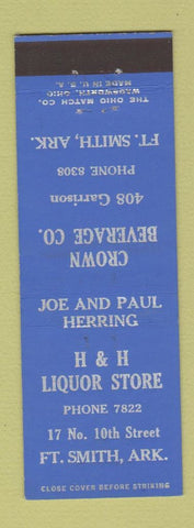 Matchbook Cover - H&H Liquor Store Fort Smith AR Crown Beverage