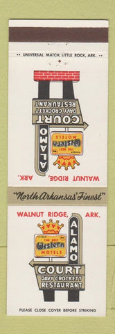 Matchbook Cover - Alamo Court Motel Walnut Ridge AR Davy Crockett Best Western