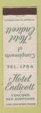 Matchbook Cover - Hotel Endicott Concord NH