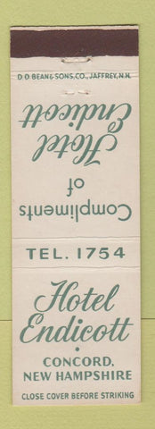 Matchbook Cover - Hotel Endicott Concord NH