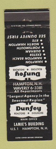 Matchbook Cover - Dunfey Real Estate Insurance Hampton NH