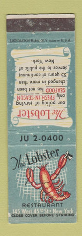 Matchbook Cover - The Lobster Restaurant New York City